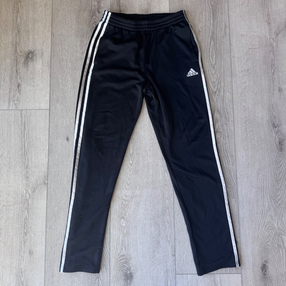 Adidas Youth Boys Large 14/16 Black 3-Stripe Track Pants Regular Fit Joggers